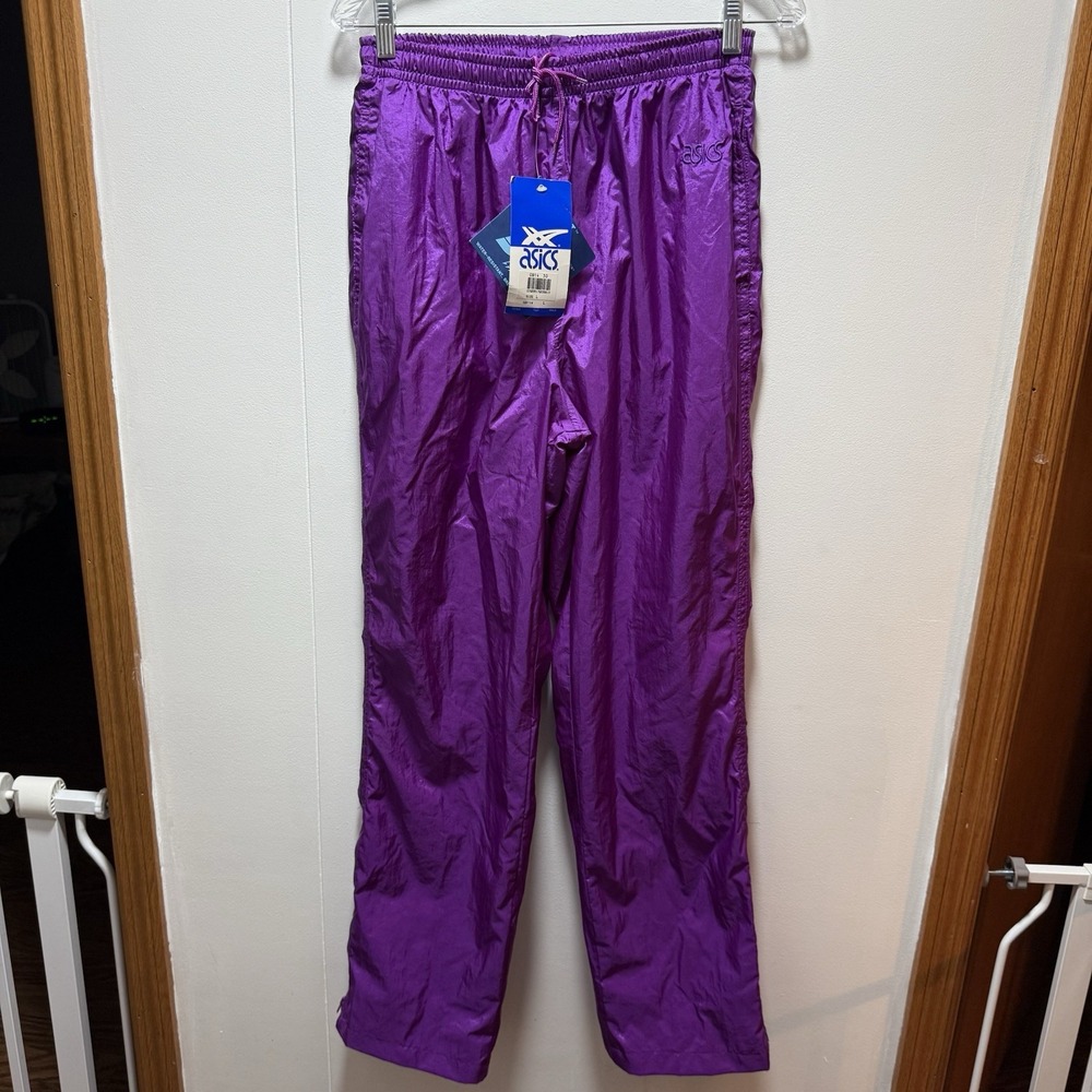 Vintage ASICS‎ Windbreaker Pants Nylon Material Purple Women's Size Large NEW